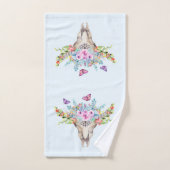 Crâne animal Boho avec papillons et fleurs (Serviette à main)