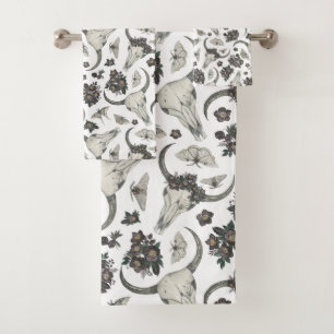 Crâne animal gothique avec fleurs Motif
