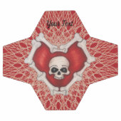 Crâne au coeur rouge des os Lignes Abstraites blan (Plat)