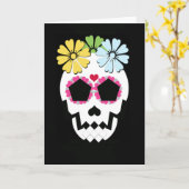 Crâne avec carte de voeux Fleurs (Fleur jaune)