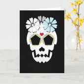 Crâne avec carte de voeux Fleurs (Fleur jaune)