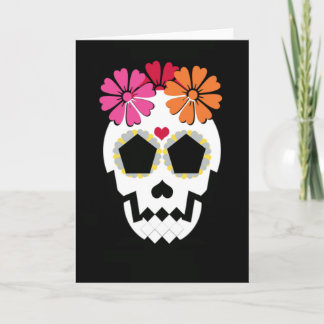 Crâne avec carte de voeux Fleurs