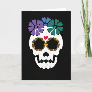 Crâne avec carte de voeux Fleurs