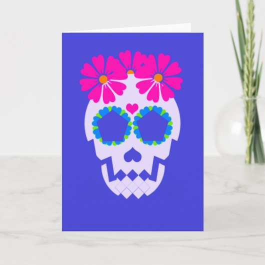 Crâne avec carte de voeux Fleurs (Devant)