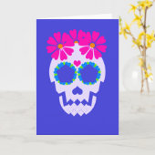 Crâne avec carte de voeux Fleurs (Fleur jaune)