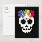 Crâne avec carte postale Fleurs (Devant / Derrière)