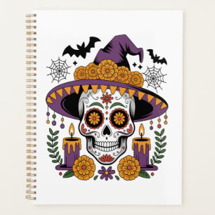 Crâne avec chapeau de sorcière vecteur Halloween