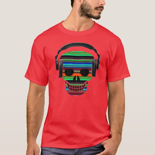 Crâne avec écouteurs — T-shirt (Devant)