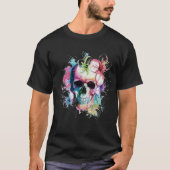 Crâne avec fleurs de couleurs vives T-shirt (Devant)