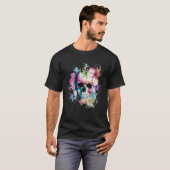 Crâne avec fleurs de couleurs vives T-shirt (Devant entier)