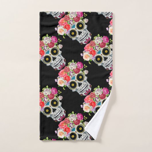 Crâne avec floral (Serviette à main)