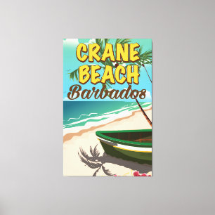 Crane Beach Barbados vakantieposter Canvas Afdruk