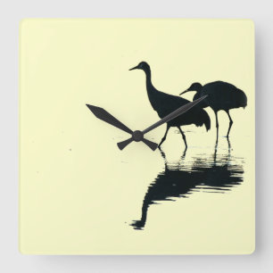 Crane Birds Wall Clock Vierkante Klok