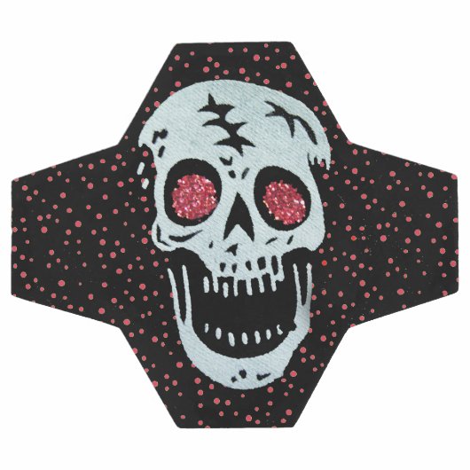 Crâne blanc Cracké Parties scintillant rouge yeux  (Plat)