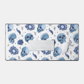 Crâne bleu et fourrure florale (Clavier et souris)