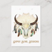 Crâne Boho avec des plumes carte d'oreille (Devant)