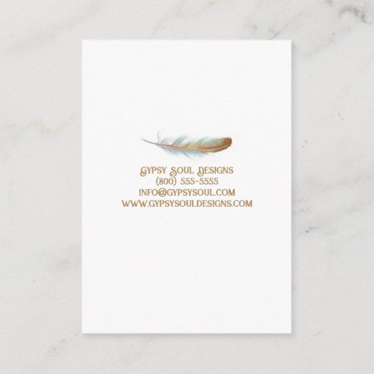 Crâne Boho avec des plumes carte d'oreille (Dos)