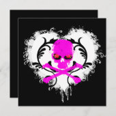 Crâne coeur éclatant Gothique Invitation d'anniver (Devant / Derrière)