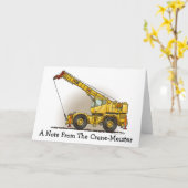 Crane Construction Equipment Note Card Kaart (Gele Bloem)
