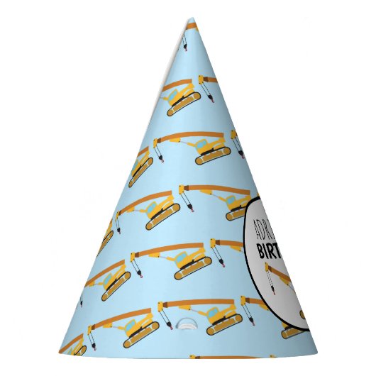 Crane Construction Truck Boy Birthday Feesthoedjes (Links)