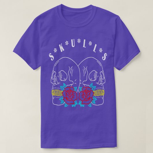 Crâne Crâne Squelette Os Fleurs T-shirt (Design devant)