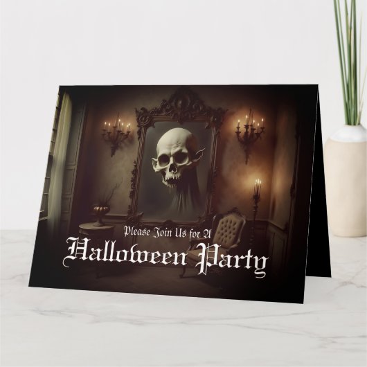 Crâne dans une peinture hantée Invitation d'Hallow (Devant)