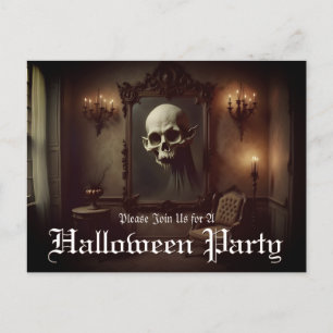 Crâne dans une peinture hantée Invitation Hallowee
