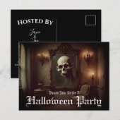 Crâne dans une peinture hantée Invitation Hallowee (Devant / Derrière)