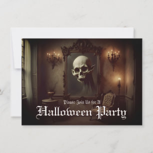 Crâne dans une peinture hantée Invitation Hallowee
