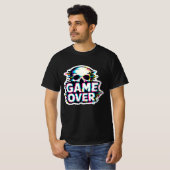 Crâne de Bug Game Over - T-Shirt de Jeu Rétro Cybe (Devant entier)