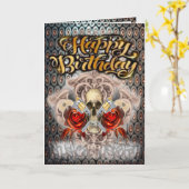 Crâne de carte d'anniversaire et armes (Fleur jaune)