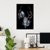 Crâne de cerf avec fleurs - Impression Giclee d'ap (Bureau à domicile)