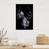 Crâne de cerf avec fleurs - Impression Giclee d'ap (Cuisine)