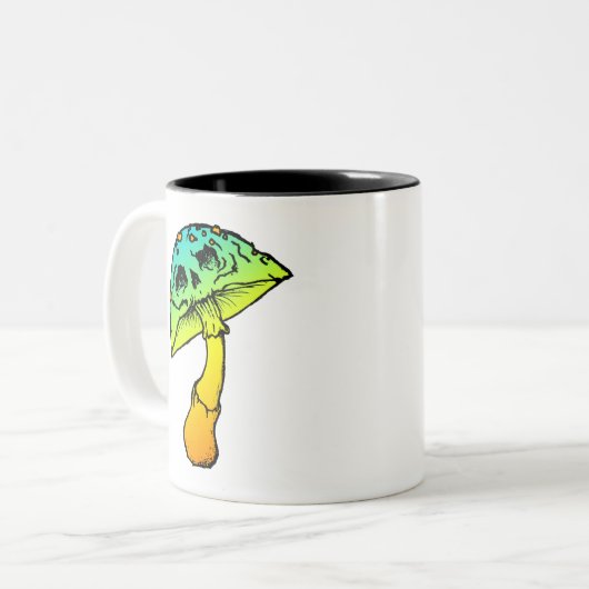 crâne de champignon Mug à café à deux tons (Devant gauche)