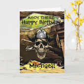 Crâne de pirate Canon de navire Carte (Fleur jaune)