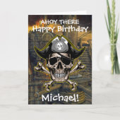 Crâne de Pirate Capitaine Os Croix Navire Carte (Devant)