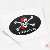 Crâne de pirate et autocollant ovale #1 d'os (Enveloppe)