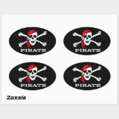 Crâne de pirate et autocollant ovale #1 d'os (Feuille)