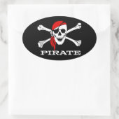 Crâne de pirate et autocollant ovale #1 d'os (Sac)