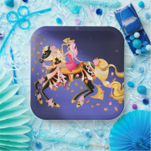 Crâne de sucre Cheval & Dame Assiette en papier