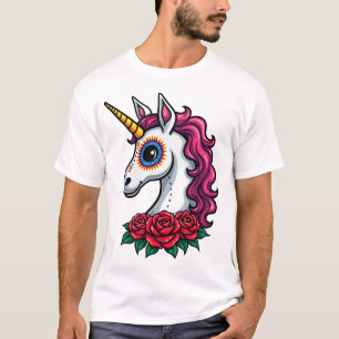 Crâne de sucre de licorne Art mexicain, T-Shirt de