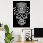 Crâne de sucre Image Noir + Blanc sur une affiche (Bureau à domicile)
