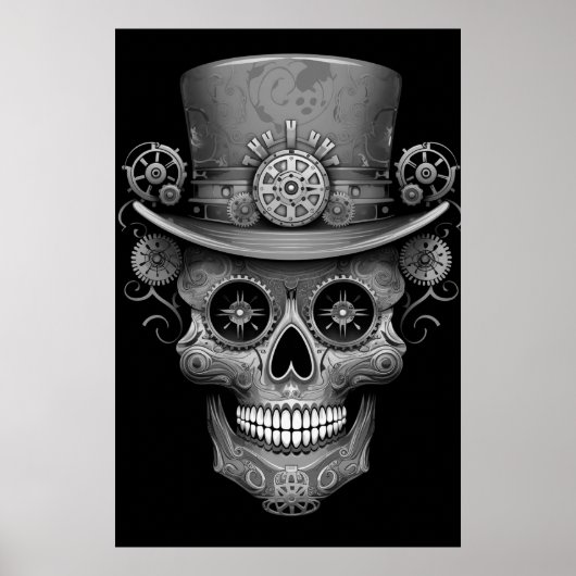 Crâne de sucre Image Noir + Blanc sur une affiche (Devant)