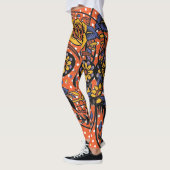Crâne de sucre Orange Polka Pot Leggings (Gauche)