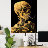 Crâne de Van Gogh avec grande affiche de cigarette (Bureau à domicile)