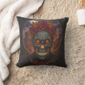 Crâne Día de los Muertos, oreiller à lancer gothiq (Couverture)