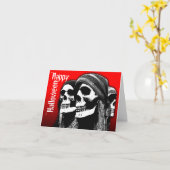 Crâne effrayant 1 de pirate de carte de Halloween (Fleur jaune)