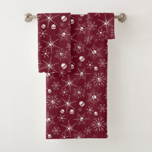 Crâne effrayant Creepmas Noël Snowflakes rouge
