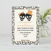 Crâne élégant faire-part de mariage orange d'Hallo (Debout devant)