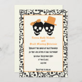 Crâne élégant faire-part de mariage orange d'Hallo (Devant / Derrière)